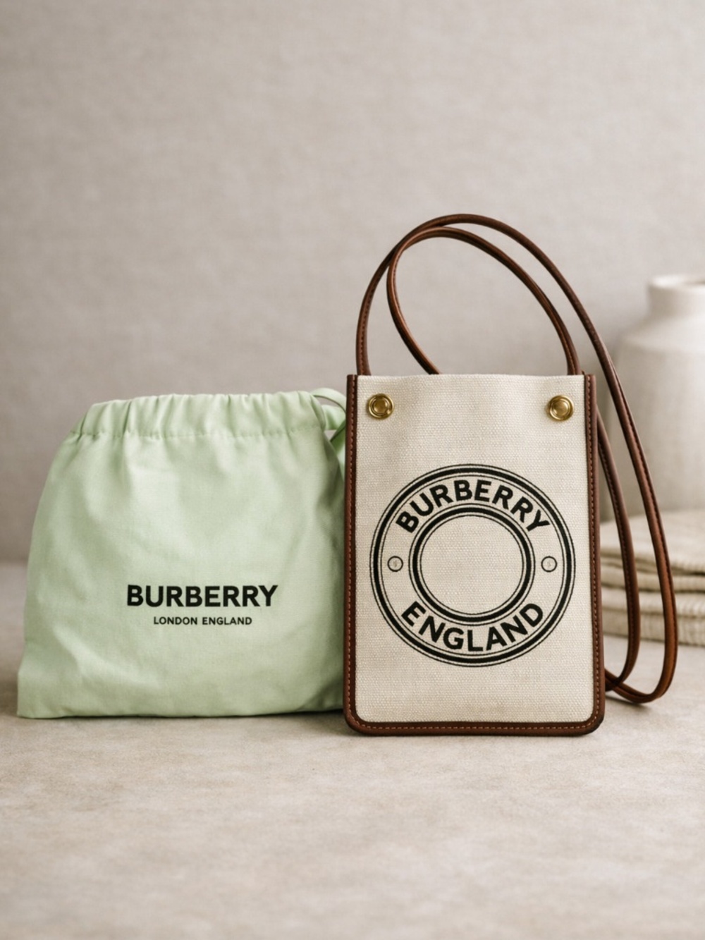 Burberry Canvas Crossbody Pouch – New, With Dust Bag